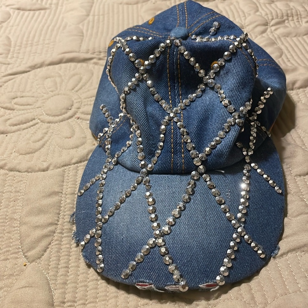 Magid Denim Hat with Rhinestones.